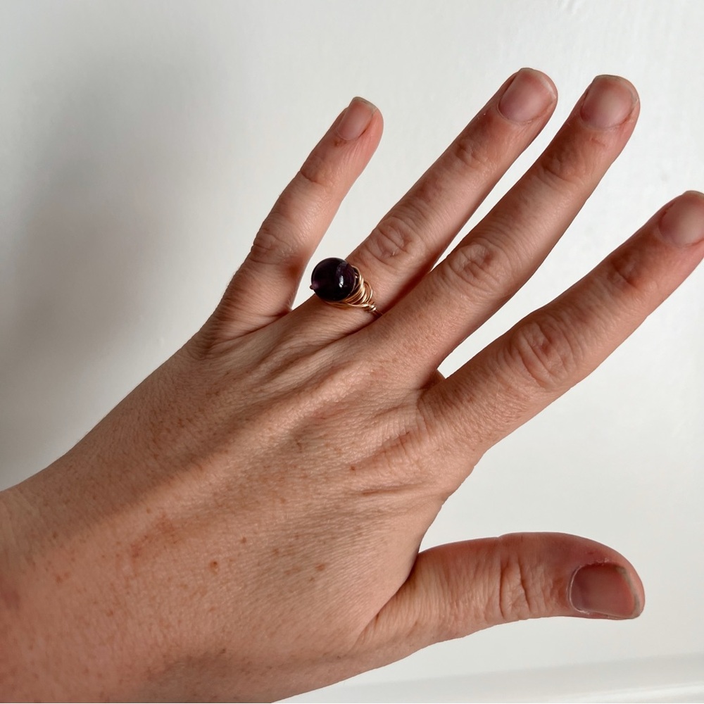 Amethyst Gold Wire Ring